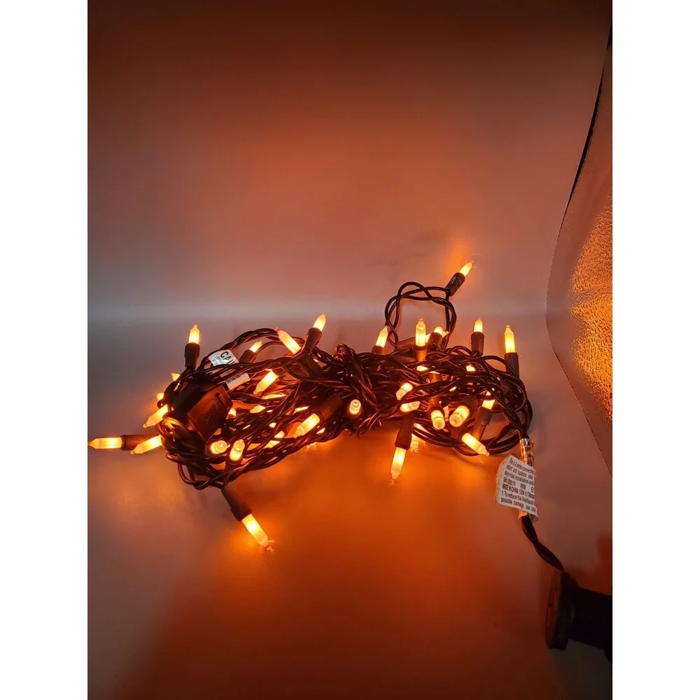 Orange Halloween Light Set 14 Foot Long Tested And Works Indoor/outdoors
